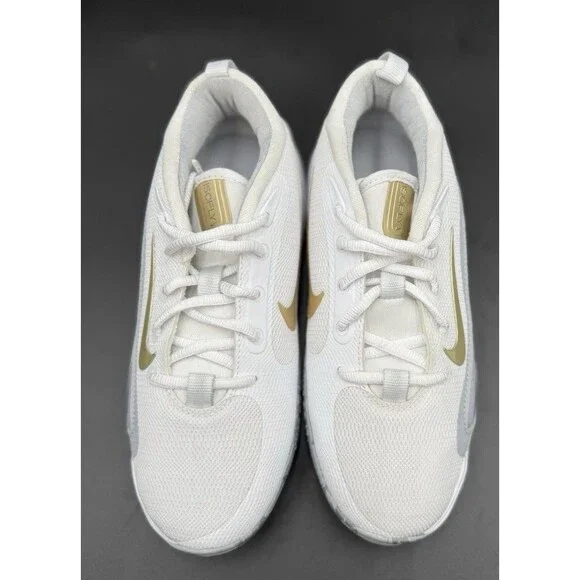 NEW Nike IsoFly Basketball Shoes White Metallic Gold Grey Big Kid's Size 7Y - Picture 7 of 14